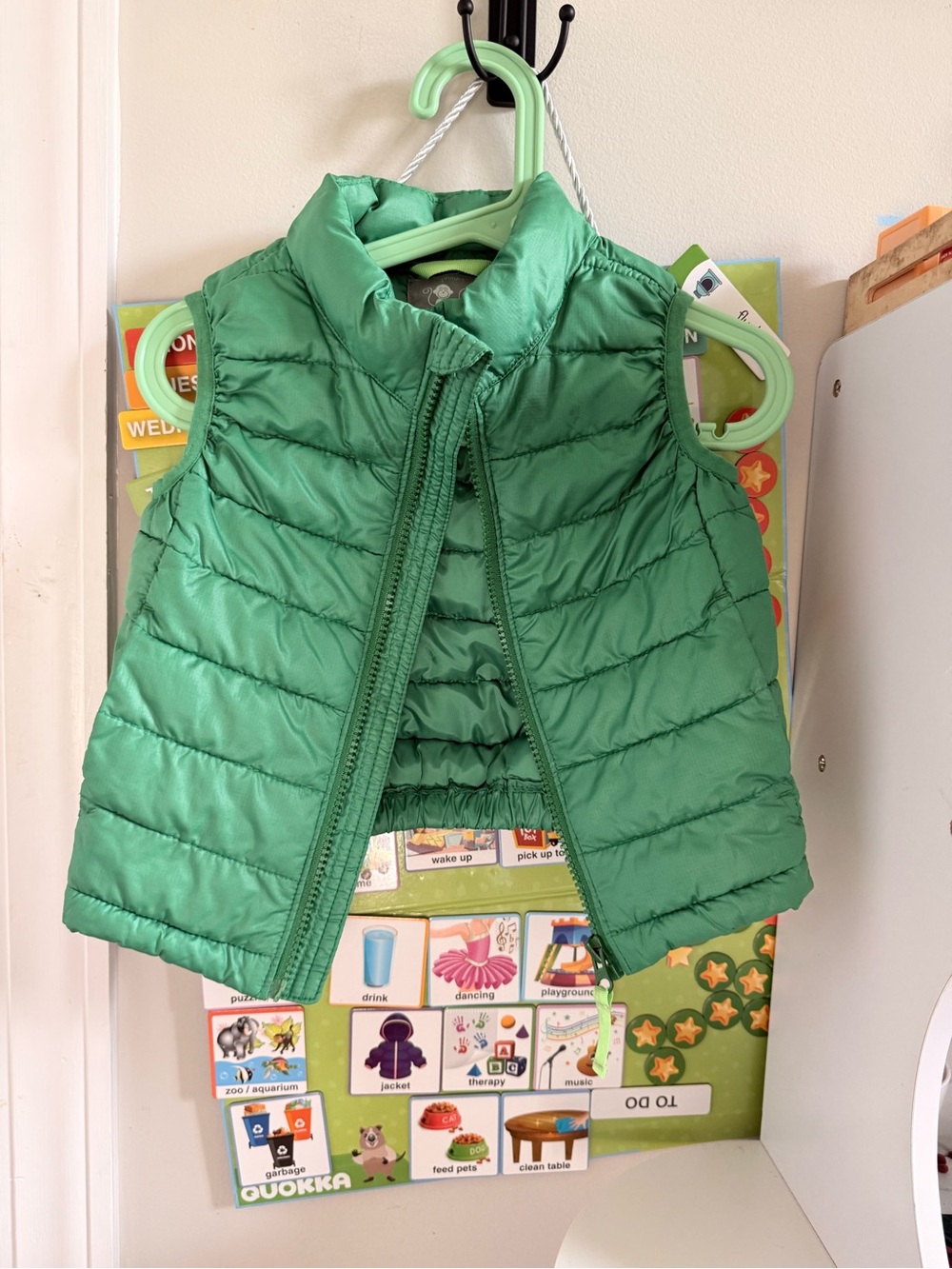 Primary Green Quilted Puffer Vest